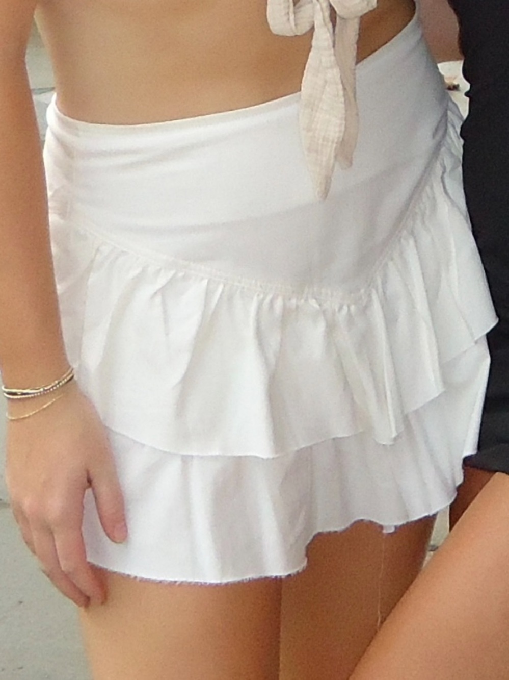 Altar'd State White Tiered Ruffle Mini Skirt